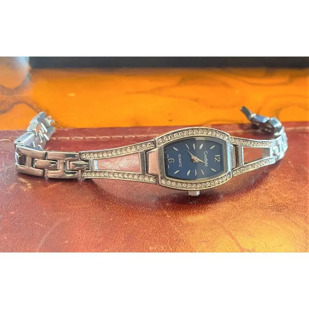Women's Cardinal Watch, Silver Tone with Crystal Accents, Blue Face, New